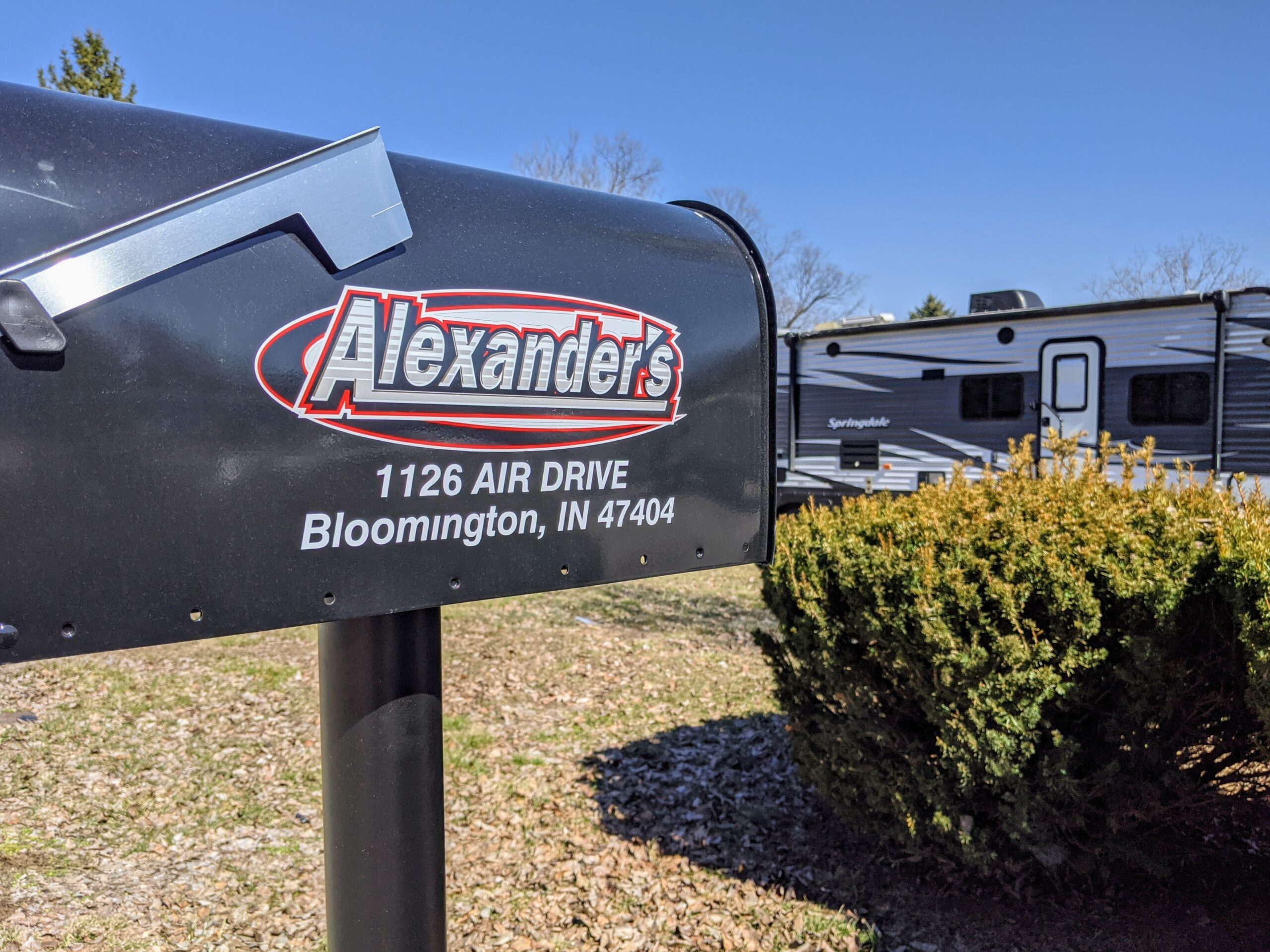 Alexander's RV is located at 1126 Air Drive on the west side of Bloomington